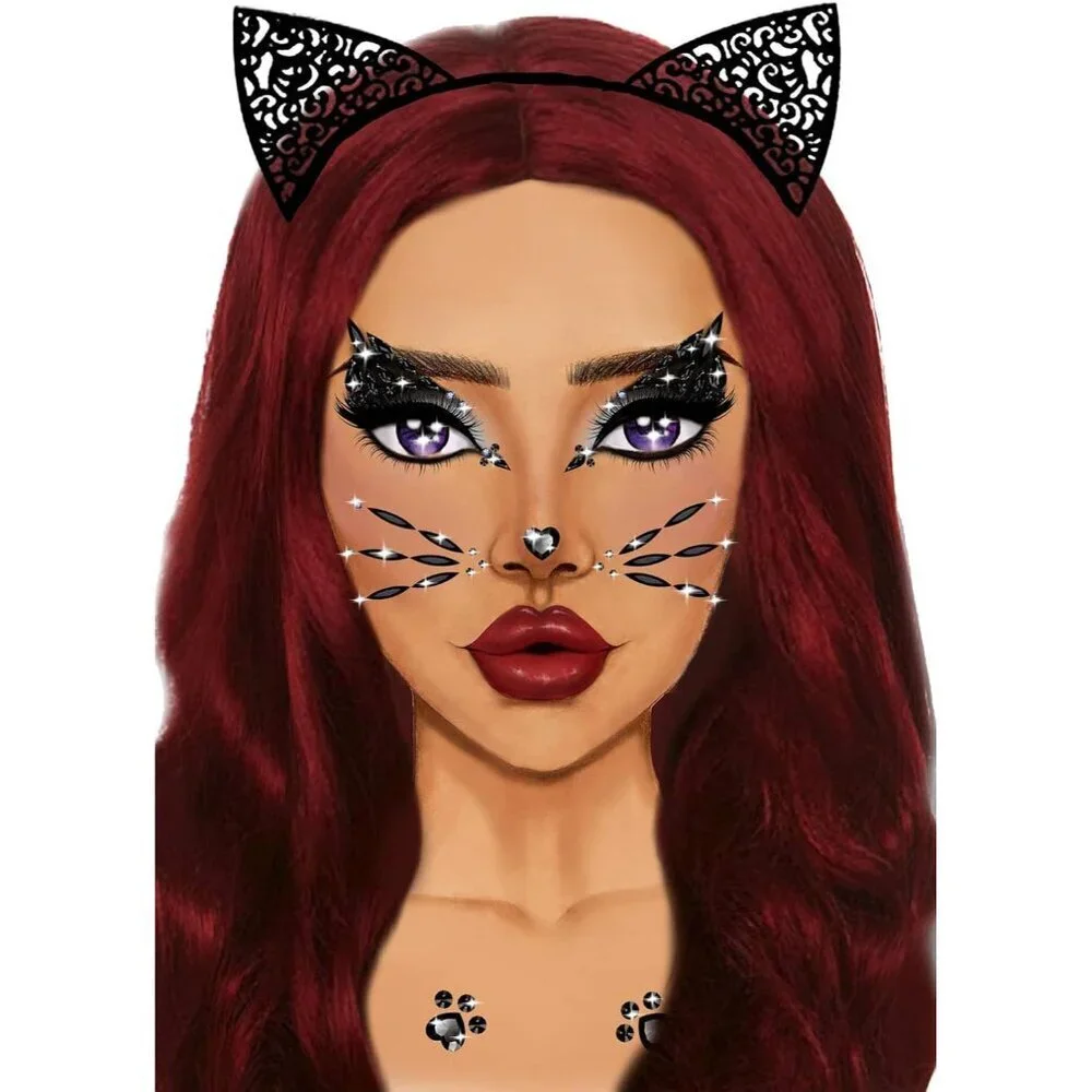 Women's Rhinestone Face Jewels Costume Eyewear Animal Black One Size